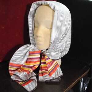 Vintage 1960s Striped Glentex Satin Acetate Scarf Made in Japan